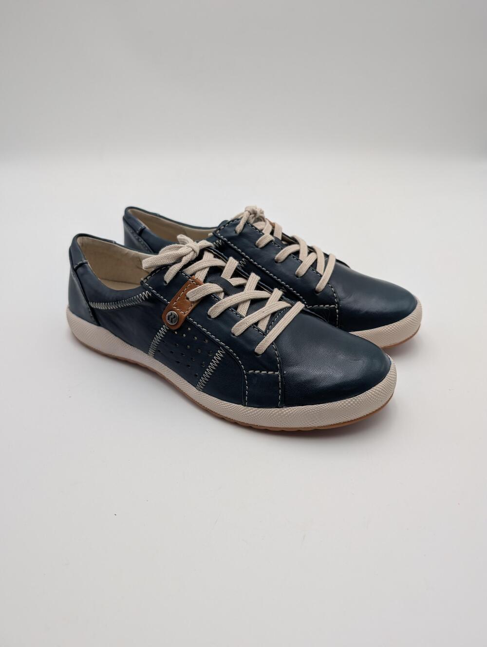 Romika Shoes Womens Size 5.5 Blue Leather Sneaker Comfort Lace Up EU 36 Casual